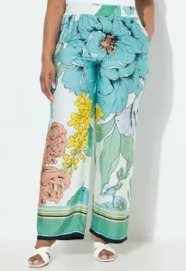 Брюки с эластичным поясом и цветочным принтом по краю Ulla Popken, Mandarin