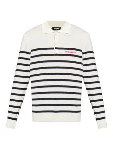 Полосатый свитер с воротником поло DSQUARED2, белый