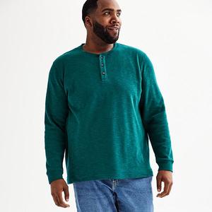 Футболка с длинным рукавом Big & Tall в рубчик Sonoma Goods For Life, Dark Teal Texture
