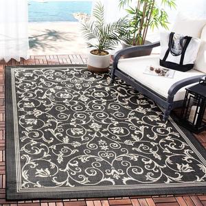 Ковер SAFAVIEH, 122 x 171 см, Washable Rug Outdoor Courtyard Collection - Black & Sand, без линьки и легкий в уходе, идеален для патио, заднего двора, прихожей (CY2098-3908)