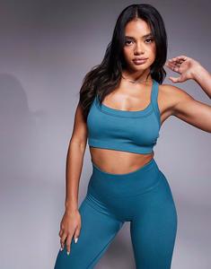 4505 бесшовный моделирующий спортивный бюстгальтер средней поддержки в цвете морской пены зеленого цвета