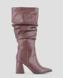 Женские высокие сапоги с эффектом сборки Blogger, бордовый