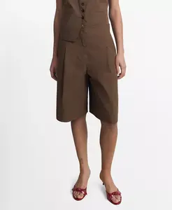 Женские хлопковые шорты-бермуды MANGO, коричневый