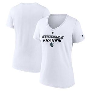 Женская белая футболка Seattle Kraken Authentic Pro Core Primary V-neck Fanatics