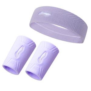 Защитный комплект для фитнеса и бега LiNing, 10*8 см, хлопок, полиэстер, унисекс., фиолетовый set (фиолетовый wrist brace *2+фиолетовый headband)