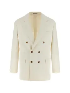 Блейзер на пуговицах с лацканами "пик" Brunello Cucinelli, белый