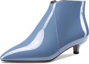 Женские ботильоны Aachcol с коротким голенищем, заостренным носком, низким каблуком-кисочкой с молнией, деловая обувь высотой 3,8 см, Azul, B
