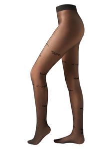 CALZEDONIA Колготки 'WRITINGS Valentine' в черном цвете