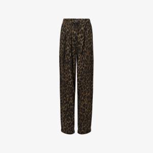 Брюки Becca Allsaints из денима с леопардовым принтом, коричневый