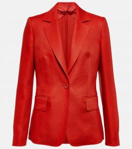 Однобортный льняной блейзер из альпаки Max Mara, Rosso
