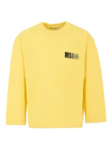 Свитер с круглым вырезом и логотипом MSGM Kids, желтый