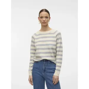 Свитер Vero Moda с круглым вырезом "VMDOFFY LS O-NECK BLOUSE GA NOOS", цвет Birch Stripes:W. Lgm