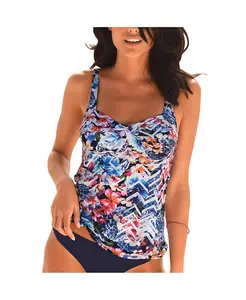 Женский топ-танкини с цветочным принтом на косточках LASCANA, синий