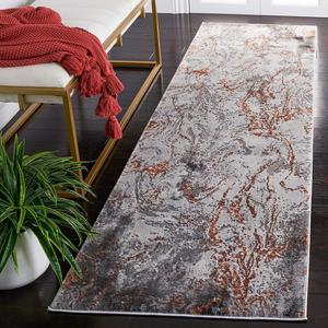 Ковер SAFAVIEH, 69 x 244 см, Craft Collection Runner, Grey & Orange, современный абстрактный дизайн, не линяет и прост в уходе, идеален для помещений с высокой проходимостью в гостиной, спальне (CFT864K)