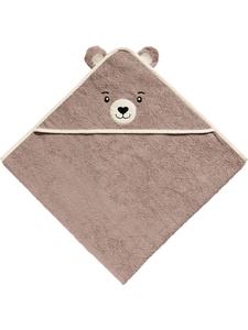 Erwin Müller Детское банное полотенце с капюшоном и объемным рисунком медведя, бежевого цвета