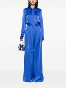 Атласная блузка с воротником-бабочкой Alex Perry, синий