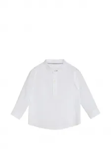 Льняная детская рубашка Bernie с воротником-стойкой Brunello Cucinelli Kids, белый