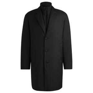 Легкое водоотталкивающее утепленное пальто с внутренней застежкой-молнией BOSS, черный