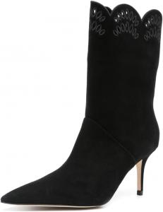 Женские ботильоны Pazzion с закрытым заостренным носком, на среднем узком каблуке, с тянущейся посадкой, широкий голень, классические рабочие и праздничные туфли, размеры 4-16 US, Black