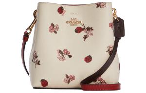 Городская сумка-ведро из лакированного холста с гладкой кожаной отделкой, через плечо, кроссбоди, малого размера, женская, белая COACH