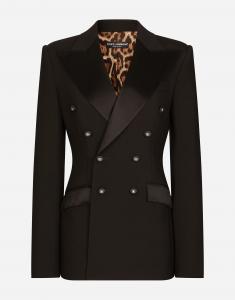 Смокинг-жакет из сатина и дюшеса Dolce & Gabbana, черный