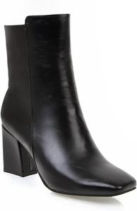 Gongxifacai Простые кожаные ботинки с толстым квадратным каблуком, Black