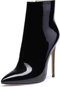 Женские ботильоны Castamere на высоком каблуке с острым носком, на молнии, с каблуком-стилето 12 см, Black Patent