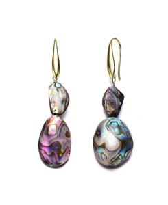 Серьги-подвески из стерлингового серебра с покрытием из 14-каратного золота и перламутровой вставкой в виде черепашьего панциря Genevive, Gold