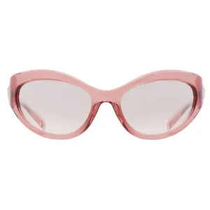 Женские солнцезащитные очки светло-коричневого цвета с серебристыми зеркальными линзами в форме «кошачий глаз», модель VE4485 53228Z, размер 59 Versace