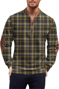 Мужской свитер хенли с длинным рукавом и принтом на локте