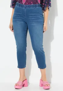 Укороченные джинсы из эластичной ткани облегающего кроя. Ulla Popken, Light Blue