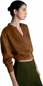 Kenneth Cole женский топ с длинными рукавами и V-образным вырезом из замши