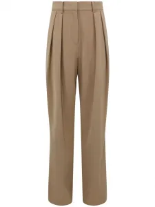 Брюки Luisa широкого кроя со складками STAUD, коричневый