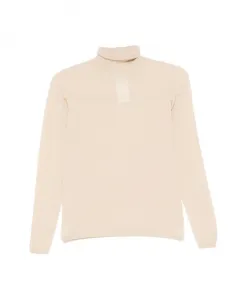 Бежевый шерстяной свитер с высоким воротником из смесовой шерсти Max Mara, бежевый
