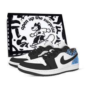 Кроссовки баскетбольные Air 1 Cloud Sea Chasing Waves Box устойчивые к истиранию низкие винтажные унисекс Blue White Jordan, синий белый