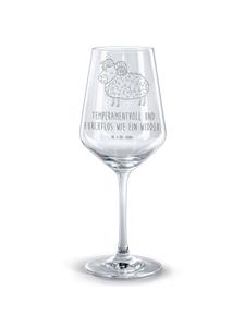 Бокал для вина с изображением знака зодиака Овен и надписью на прозрачном фоне Mr. & Mrs. Panda