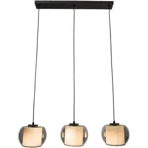 Подвесной светильник OTTO home Tanissa E27 1 шт. 3 одинаковые подвески с дымчатыми стеклянными абажурами по 1 шт. каждая, без ламп E27 Otto Home, черный