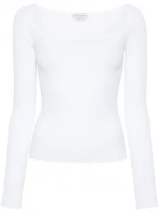 Топ тонкой вязки с квадратным вырезом Alexander McQueen, белый