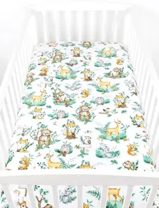 Простыня на резинке BabyLux 70x140 см - хлопок, мягкая и дышащая - простыня на резинке для детской кровати - 123. Лесные животные BABYLUX
