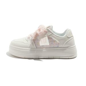 Кеды, скейтборд обувь женская низкая Meakkea, белый/розовый