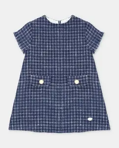 Детское платье из ткани с микропринтом синего цвета Martín Aranda
