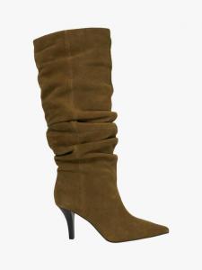 Ботинки Santi Stiletto до колена из замши Dune London, Khaki