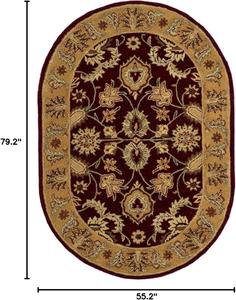 Ковер SAFAVIEH, 138 x 199 см, Classic Collection, овальный, цвет Burgundy & Gold, ручной работы, традиционный восточный, шерстяной, идеален для помещений с высокой проходимостью в гостиной, спальне (CL244A)