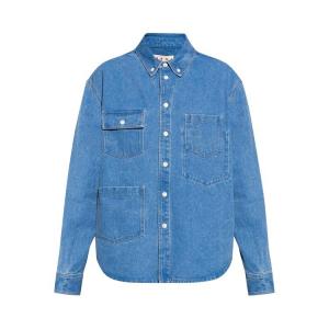 Рубашка Marni Denim Overshirt With Pockets, цвет Cobalt