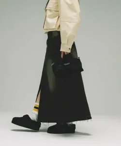 Длинная юбка из выцветшего денима