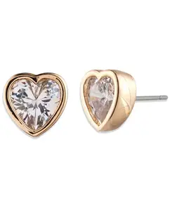 Серьги-Гвоздики в форме сердца с кубическим цирконием Lauren Ralph Lauren, gold
