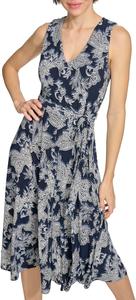 Женское платье миди Tommy Hilfiger без рукавов с V-образным вырезом и завязкой на талии, Sky Captain/Harbor Blue