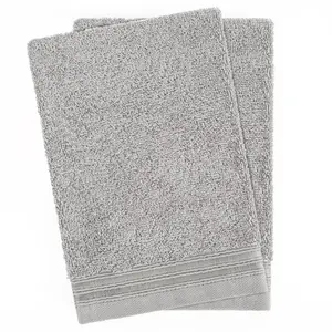 Мочалки Набор из 2-х штук, 15x22 см, 100% хлопок, мягкие и впитывающие Hammetex, светло-серый