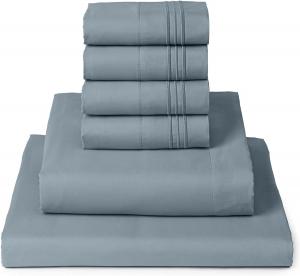 Mellanni Комплект постельного белья Full, 6 предметов, спа-синий, микрофибра с начесом, включает 4 наволочки, глубина кармана 40 см, мягкий охлаждающий, простой в уходе