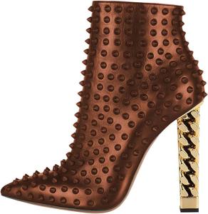 Женские модные ботильоны FSJ с заостренным носком, на массивном высоком золотом каблуке, с застежкой-молнией, для вечеринок и выпускных, размер 4-15 US